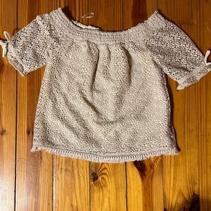 Off the shoulder Kaari Blue blouse.